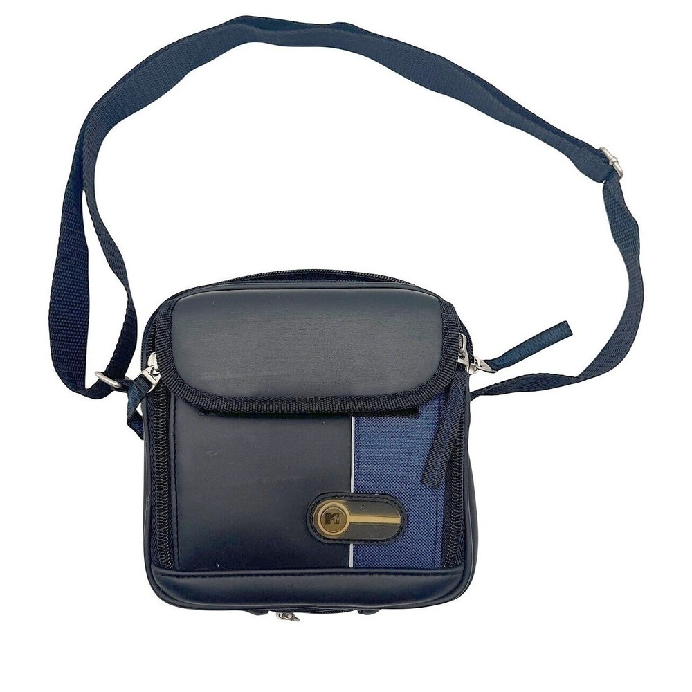 Vintage MTV Music Television Black Blue CD Carry Sleeve Case Shoulder Bag Retro